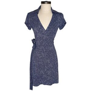 Diane Von Furstenberg Navy Blue Polka Dot Dress Size 2